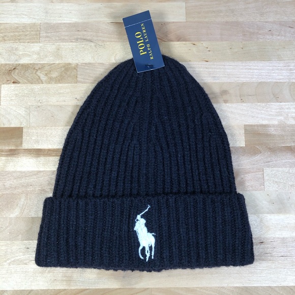 Polo Ralph Lauren Accessories - Polo Ralph Lauren Wool Big White Pony Beanie